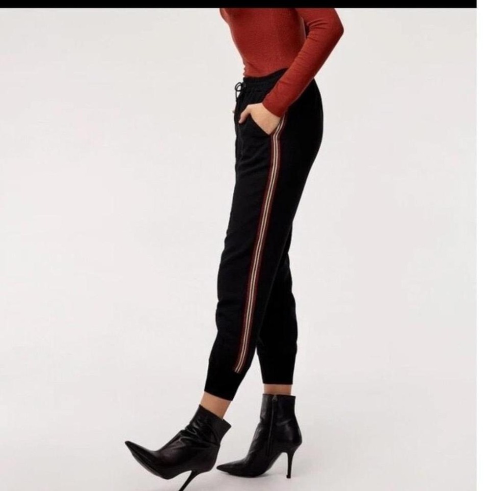 Wilfred Black Jogger Pants Side Stripe Drawstring Waist Women's Size L
